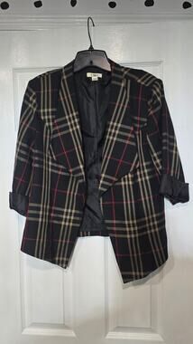 Cato Plaid Open Front Blazer Jacket Size Large